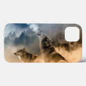 Loups hurlant sur le coque ipad de la lune (Verso (horizontal))