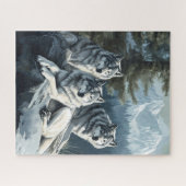 Loups se relaxer dans le puzzle forestier (Horizontal)
