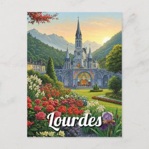 Lourdes France Reizen Bloemen Briefkaart