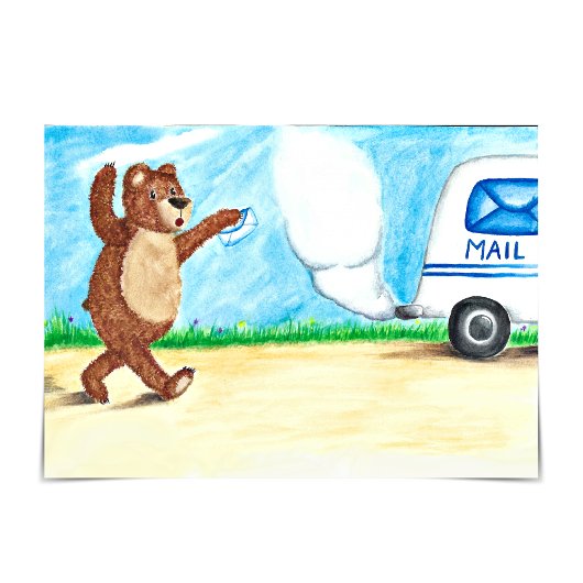 L'ours coule à la poste Camion avec retard Carte d