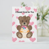 L'ours Cupcake carte de vœux plate 3,5" x 5" (Debout devant)