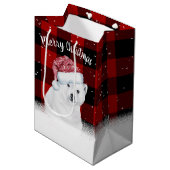 L'Ours De Noël Sur Le Buffalo Plaid Sac Cadeau Moy (Devant Angle)