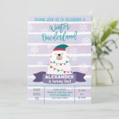 L'ours polaire hiver onederland garçon invitation (Debout devant)