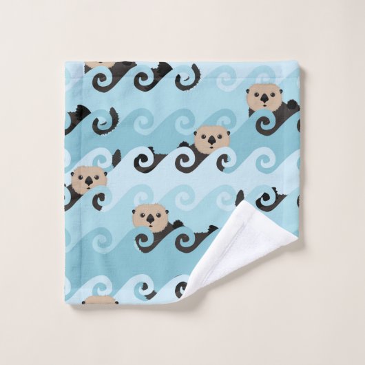 Loutres de mer montant les vagues (Gant de toilette)