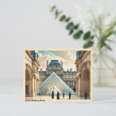 Louvre Museum Parijs Vintage Reizen Briefkaart (Staand voorkant)