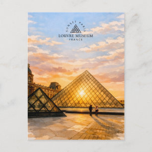 Louvre Museum Zonsondergang Parijs Frankrijk Wat Briefkaart