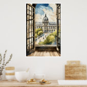 Louvre par une fenêtre Poster (Cuisine)