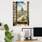 Louvre par une fenêtre Poster (Bureau à domicile)