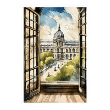 Louvre par une fenêtre Poster