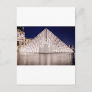 louvre piramid france parijs ' s nachts briefkaart
