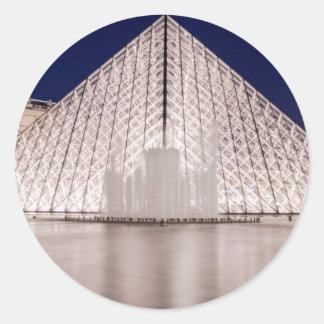 Louvre Piramide Frankrijk Parijs 's nachts Ronde Sticker