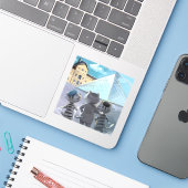 Louvre Vinyl Sticker (verschillende maten) (Laptop met iPhone)
