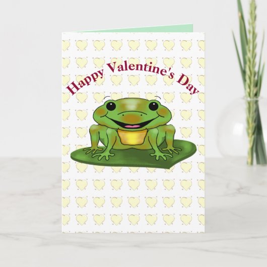 Lovable Frog Happy Valentine's Day Kaart (Voorkant)