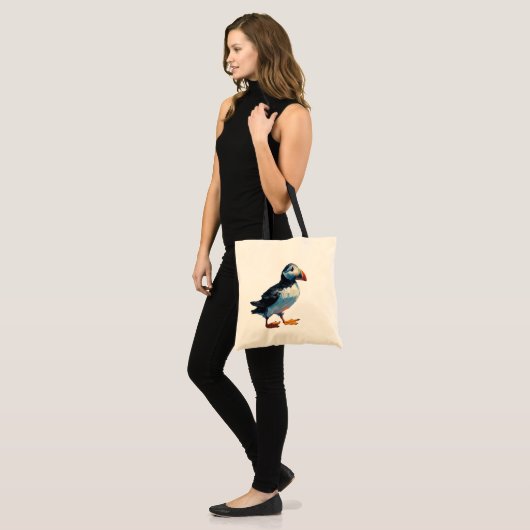 Lovable Puffin Canvas tas Oil Painting Style (Voorkant (model))