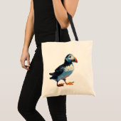 Lovable Puffin Canvas tas Oil Painting Style (Voorkant (product))