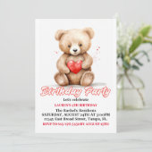 Lovable Teddy Bear Verjaardagsfeestje Kaart (Staand voorkant)