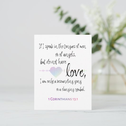Love 1 Corinthians 13:1 Aankondigingskaart (Staand voorkant)
