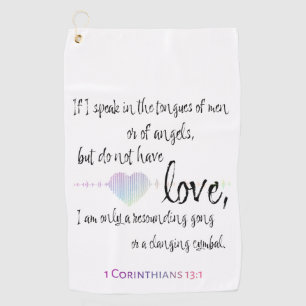 Love 1 Corinthians 13:1 Golfhanddoek