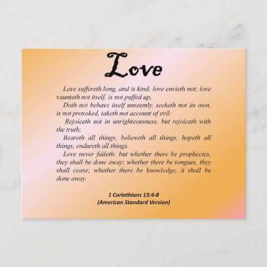 Love 1 Corinthians 13-4 Briefkaart (Voorkant)
