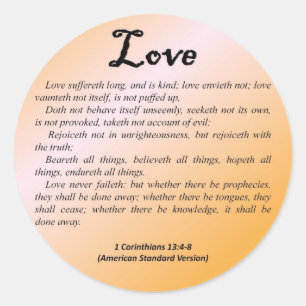 Love 1 Corinthians 13-4 Ronde Sticker