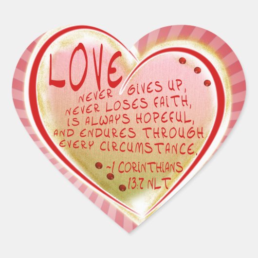 LOVE 1 Corinthians 13:7 NLT-ENDURES Hart Sticker (Voorkant)