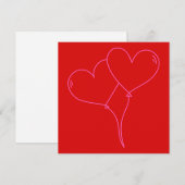 LOVE 2 Cœurs Carte de vœux carrée de designer pour (Devant / Derrière)