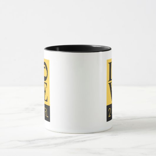 LOVE 2 CURL Coffee-Mok - Geel/houtskool Mok (Midden)