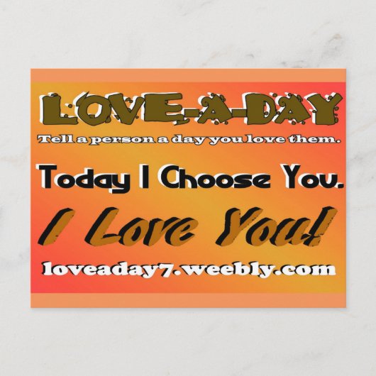 Love A Day Postcard-Orange Briefkaart (Voorkant)