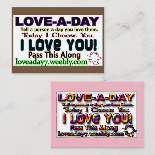 Love-a-Day Visitekaartjes (Voorkant / Achterkant)