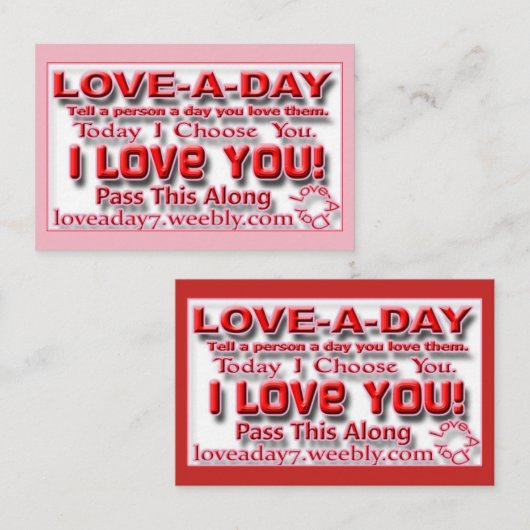 Love-a-Day Visitekaartjes (Voorkant / Achterkant)