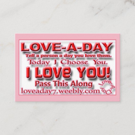 Love-a-Day Visitekaartjes (Voorkant)