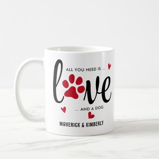 Love & a Dog Custom Heart Schattige Pet Photo Vale Koffiemok (Links)