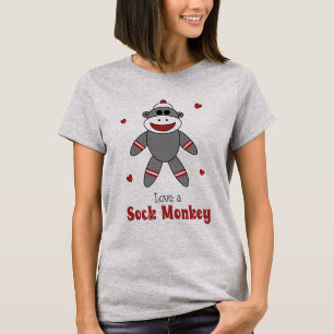 Love A Sock Monkey Quirky Retro Speelgoed T-shirt