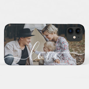 'Love' Aangepaste familiefoto met aangepaste naam iPhone 11 Hoesje