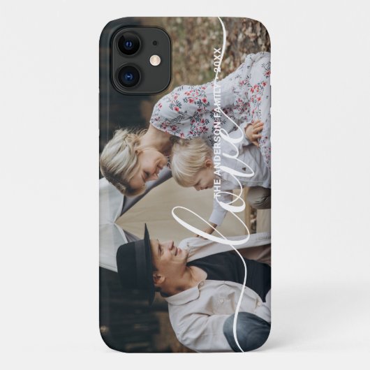 'Love' Aangepaste familiefoto met eigen naam Case-Mate iPhone Case (Achterkant)