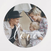 'Love' Aangepaste familiefoto met eigen naam Labels (Design 2)