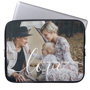 'Love' Aangepaste familiefoto met eigen naam Laptop Sleeve