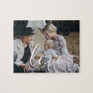 'Love' Aangepaste familiefoto met eigen naam Legpuzzel