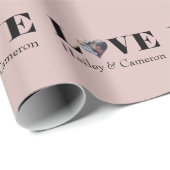 LOVE aangepaste foto op Stusty Pink Cadeaupapier (Rol Hoek)