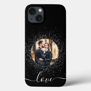 LOVE aangepaste foto zwart iPhone 13 Hoesje