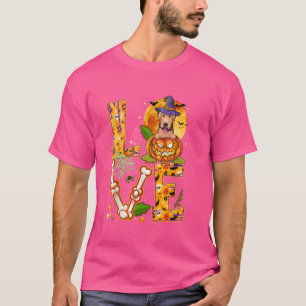 Love Airedale Terrier Witch Pumpkin Scary Halowee T-shirt