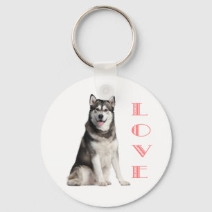 Love Alaskan Malamute Puppy Dog Sleutelhanger
