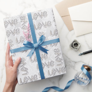 Love Almond Blossom White Damask Cadeaupapier