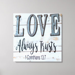 Love Altijd Trusts Rustic Metal Canvas Afdruk