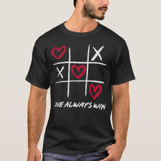 Love Altijd Win TicTacToe XOXO Heart Valentijnse D T-shirt