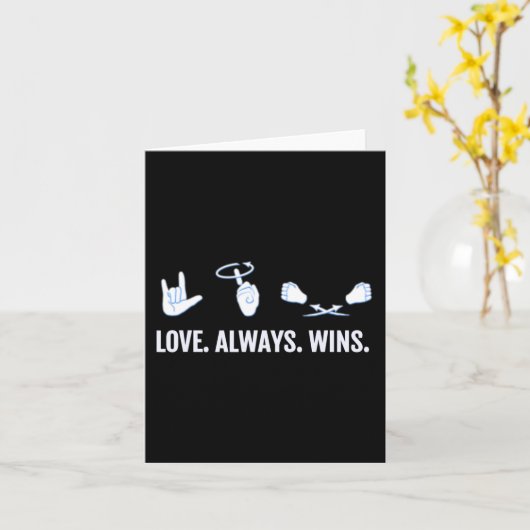 Love Altijd Wint ASL Deaf Awareness Sign Language Kaart (Gele Bloem)