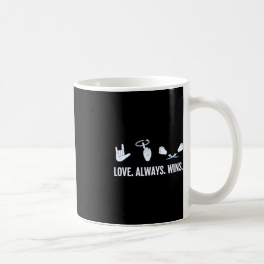 Love Altijd Wint ASL Deaf Awareness Sign Language Koffiemok (Rechts)