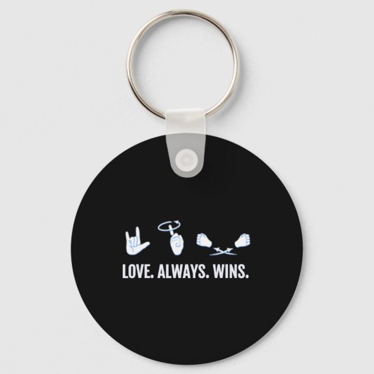 Love Altijd Wint ASL Deaf Awareness Sign Language Sleutelhanger (Voorkant)
