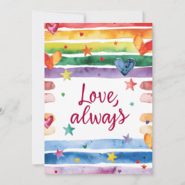 Love Always Rainbow Sticker, Watercolor Heart Kaart