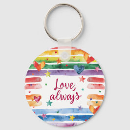 Love Always Rainbow Sticker, Watercolor Heart Sleutelhanger